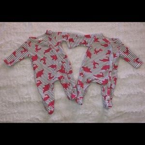 Nordstroms Girls Preemie Dinosaur Footies -Twins